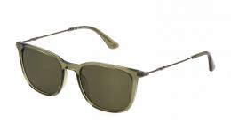 Police SPLL77 53G61P polarisiert Kunststoff Eckig Grün/Transparent Sonnenbrille, Sunglasses