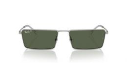 Ray-Ban EMY 0RB3741 003/9A polarisiert Metall Rechteckig Silberfarben/Silberfarben Sonnenbrille, Sunglasses