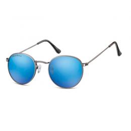 Runde Sonnenbrille im 60er Jahre Stil blau verspiegelt