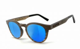 CORÂ® | COR002 Holz Sonnenbrille - laser blue  Sonnenbrille, UV400 Schutzfilter