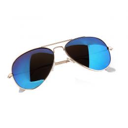 Edelstahl Pilotenbrille mit polarisierenden Glsern blau goldfarben