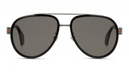 Gucci GG0447S 001 polarisiert Kunststoff Pilot Schwarz/Grau Sonnenbrille mit Sehstärke, verglasbar; Sunglasses; auch als Gleitsichtbrille