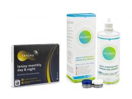 Lenjoy Monthly Day & Night (3 Linsen) + Solunate Multi-Purpose 400 ml mit Behälter