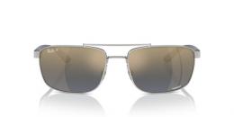 Ray-Ban 0RB3737CH 003/J0 polarisiert Metall Rechteckig Silberfarben/Silberfarben Sonnenbrille, Sunglasses