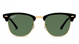 Ray-Ban Clubmaster 0RB3016 901/58 polarisiert Kunststoff Panto Schwarz/Goldfarben Sonnenbrille mit Sehstärke, verglasbar; Sunglasses; auch als Gleitsichtbrille
