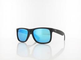 Ray Ban Justin RB4165 622/55 54 black rubber / green mirror blue