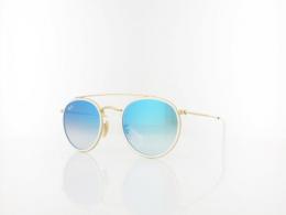 Ray Ban Round Double Bridge RB3647N 001/4O 51 gold / blue gradient flash