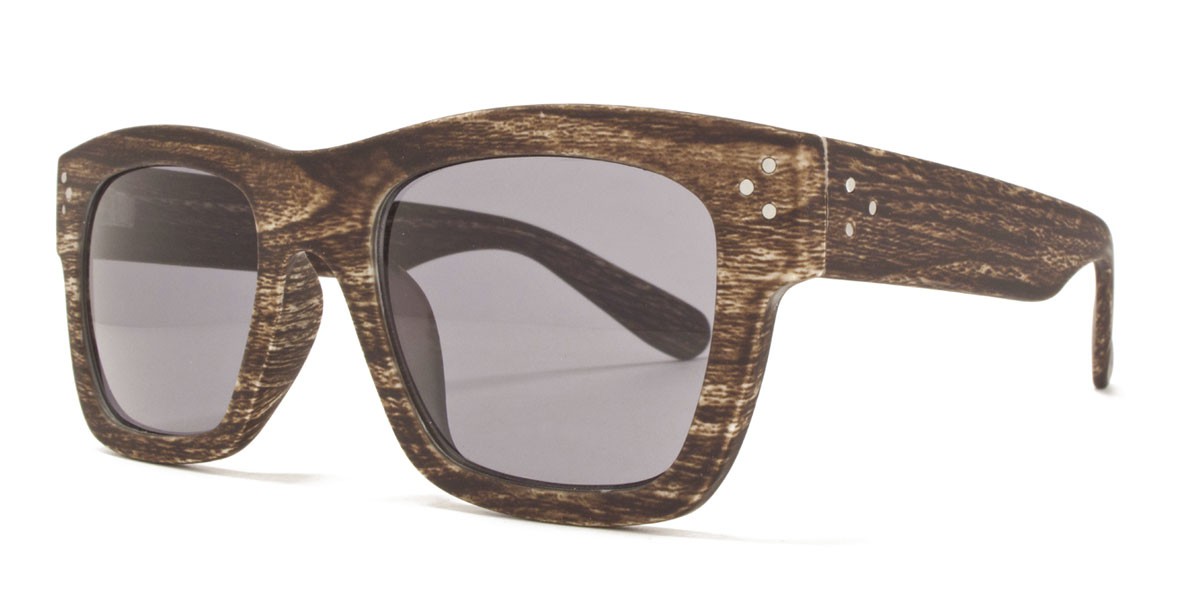 Sonnenbrille mit breitem Rahmen in Holz Optik dunkelbraun