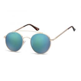 Sonnenbrille mit Doppelsteg und blau-grn verspiegelten Glsern