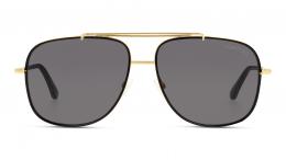Tom Ford BENTON FT0693 30A Metall Eckig Goldfarben/Schwarz Sonnenbrille, Sunglasses