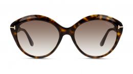 Tom Ford FT0763 52K Kunststoff Rund Havana/Havana Sonnenbrille mit Sehstärke, verglasbar; Sunglasses; auch als Gleitsichtbrille